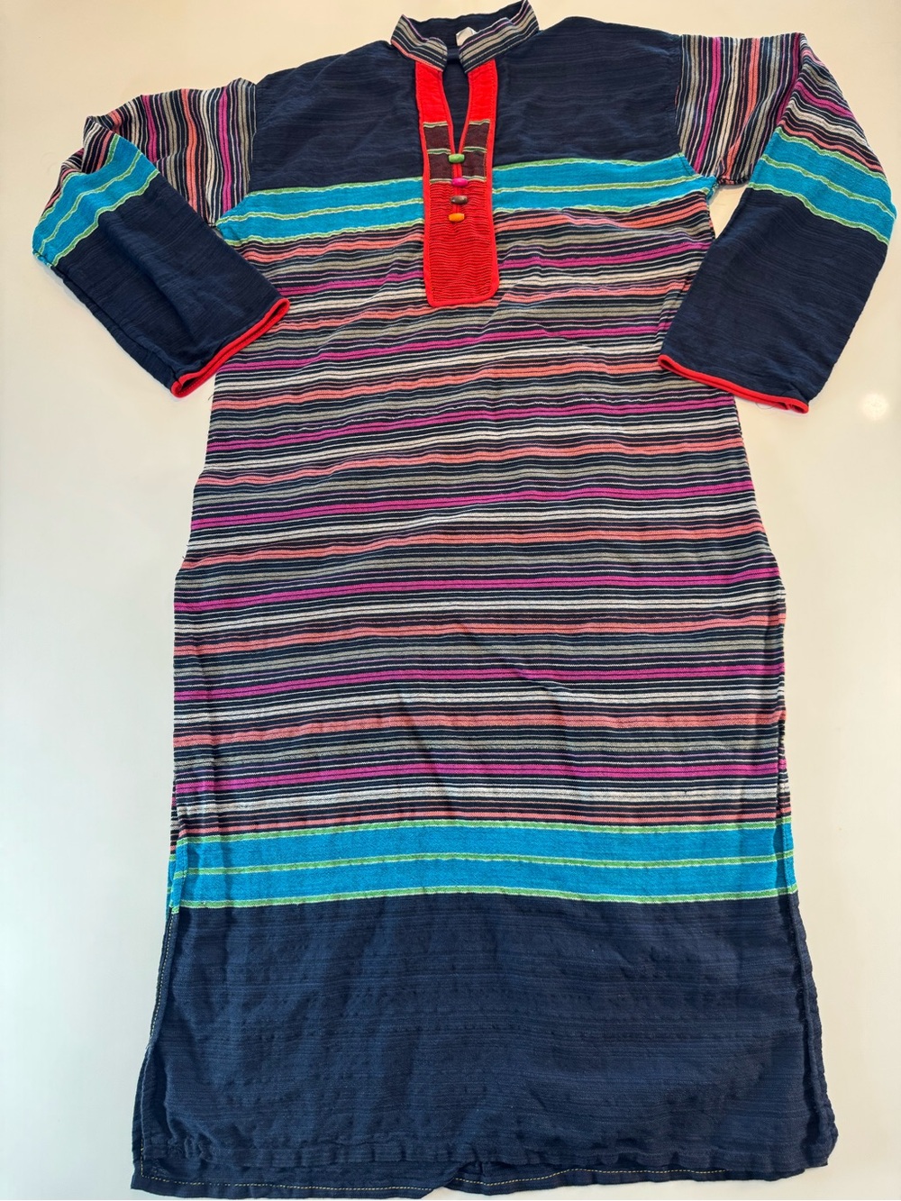 Tail Navy Striped Knit Top with Red Accents